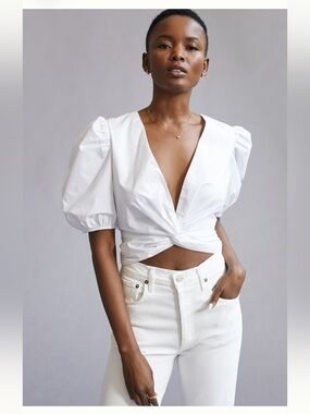 English Factory white cropped blouse XXS
